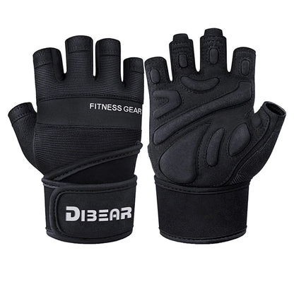 DiBear Men's Half Finger Bodybuilding/Weightlifting Dumbbell+Kettlebell Training Gloves