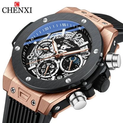 CHENXI Men's Silicone Sports Wristwatch Luminous Chronograph