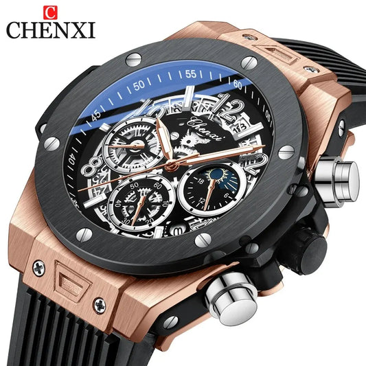CHENXI Men's Silicone Sports Wristwatch Luminous Chronograph