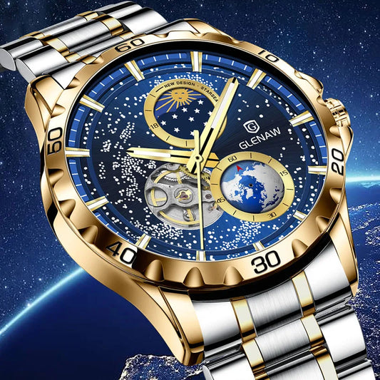 GLENAW Men's Automatic Luminous Stainless Steel Mechanical Watch