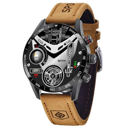 LIGE Men's Rugged Military GPS SmartWatch with HD Screen, Heart Rate, and Bluetooth