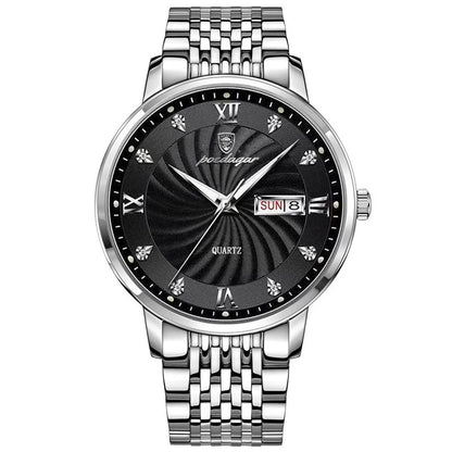 POEDAGAR Luxury Men's Quartz Stainless Steel Watch Waterproof Luminous Date