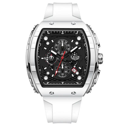 LIGE Men's Luxury Square Military Watch Silicone Waterproof