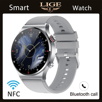 LIGE ECG+PPG Men's Waterproof Bluetooth Sport Smart Watch AMOLED NFC For Android & IOS