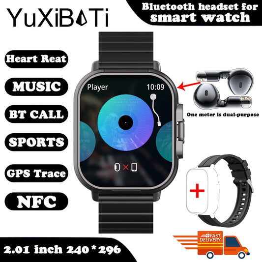 YUXIBATI Men's 2 in 1 Smart Watch with Earphone