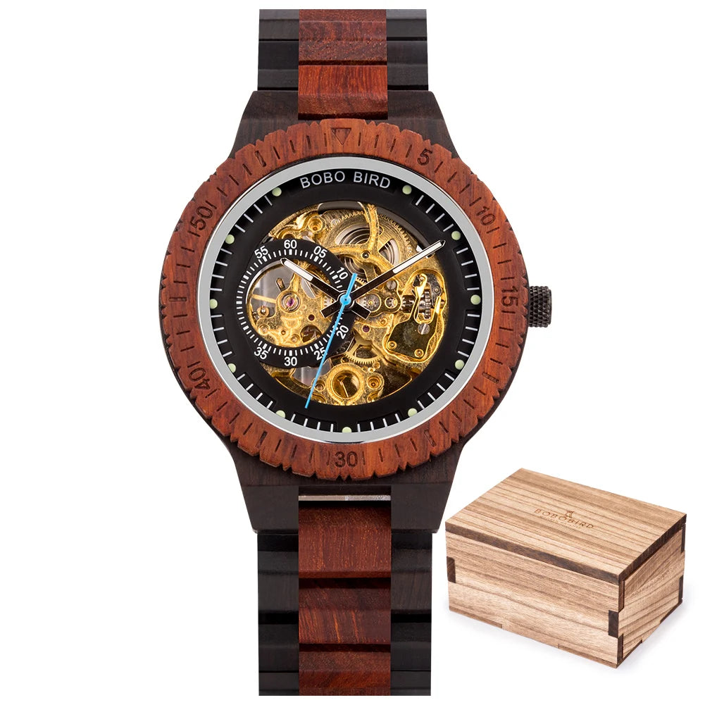 BOBO BIRD Men's Wooden Mechanical Luxury Wristwatch