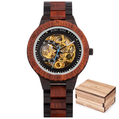 BOBO BIRD Men's Wooden Mechanical Luxury Wristwatch