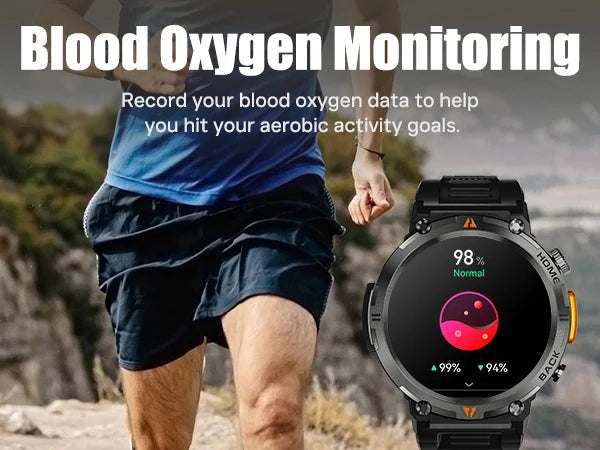 EIGIIS New Men's KE3 Bluetooth Touch Screen Smart Watch with Health Monitor & Flashlight For IOS & Android.