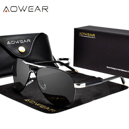 AOWEAR Men's Aviation HD Polarized Mirror Sunglasses