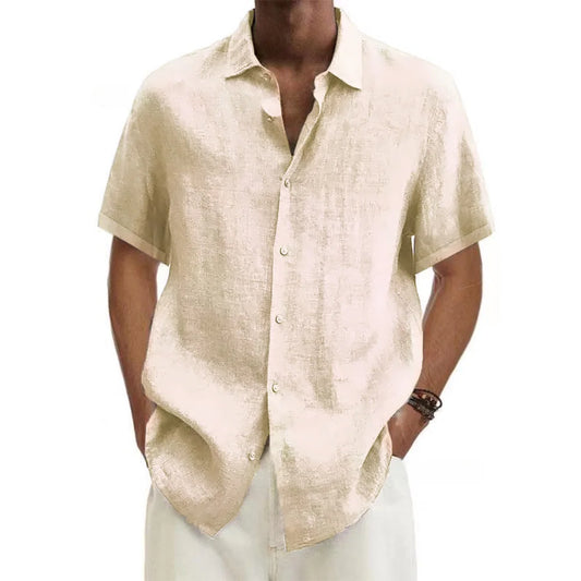 CHIROM SUPPLY Men's Cotton Short-Sleeved Button-Down Beach Shirts