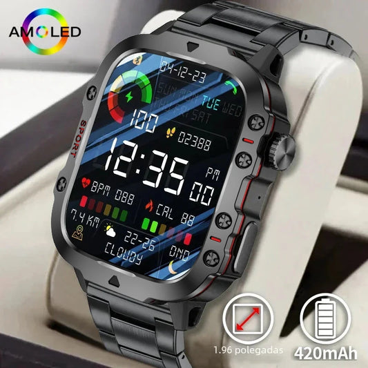 BOALZEDT Men's Military 1.96" BT Smart Watch+Sports/Fitness Tracker+Health Monitor/Multi-Function