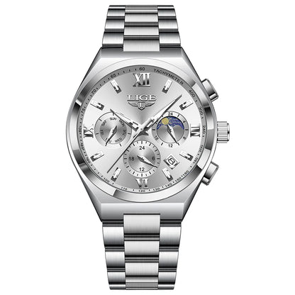 LIGE Original Men's Stainless Steel Sport Watch Waterproof Luminous