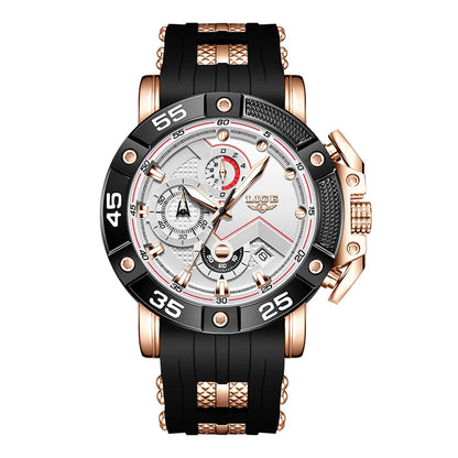 LIGE Men's Military Sports Watch with Silicone Strap Waterproof