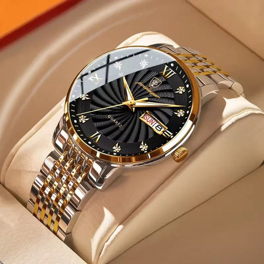POEDAGAR Luxury Men's Quartz Stainless Steel Watch Waterproof Luminous Date