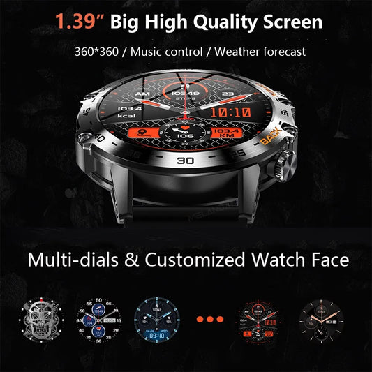 MEVADEN Men's Steel 1.39 Sports Waterproof Smart Watch with Call/Bluetooth+Fitness Tracker+IP67 For Android+IOS