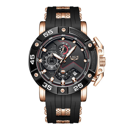 LIGE Men's Military Sports Watch with Silicone Strap Waterproof
