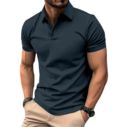 CHIROM SUPPLY Men's Solid Color Lightweight Summer Casual Short Sleeve Polo Button Shirt