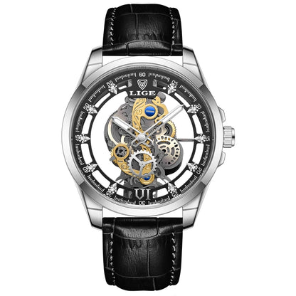 LIGE Men's Automatic Skeleton Watch