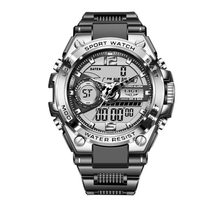 LIGE Men's Digital Sport Military Watch 50m Waterproof LED