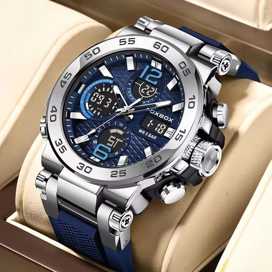 FOXBOX Men's Luxury Sport Wristwatch Waterproof with LED Display