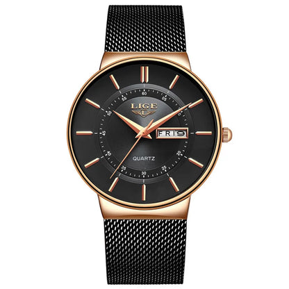 LIGE Luxury Men's Ultra Thin Watch Waterproof