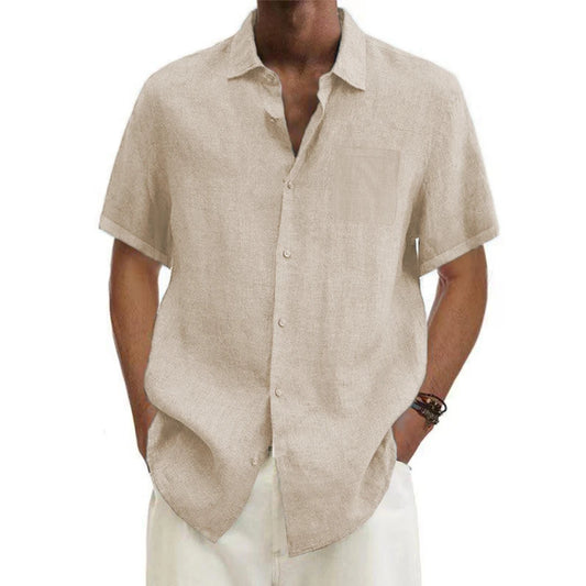 CHIROM SUPPLY Men's Cotton Short-Sleeved Button-Down Beach Shirts