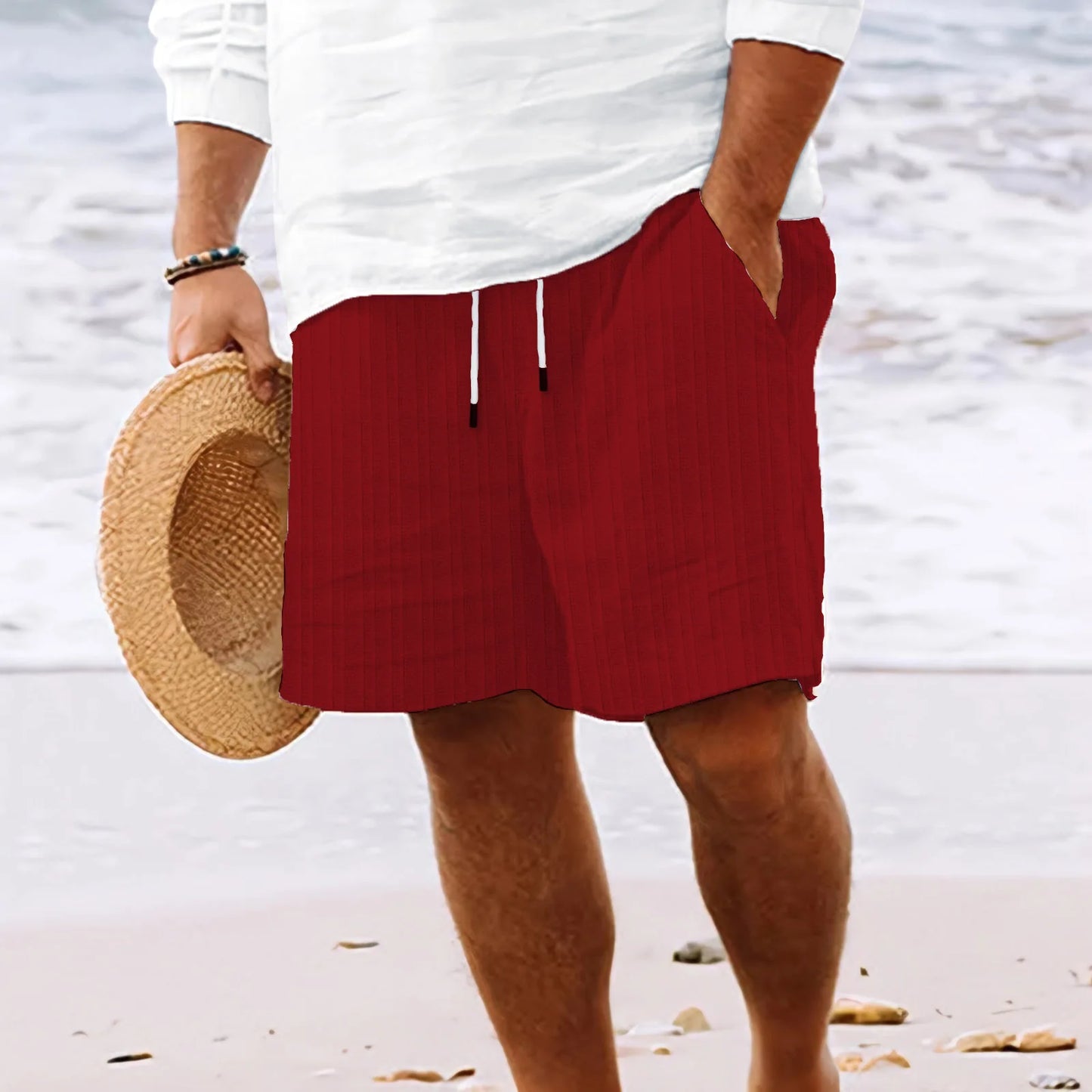 CHIROM SUPPLY Men's Hawaiian Beach Style Multi-Pocket Lightweight Comfortable Shorts
