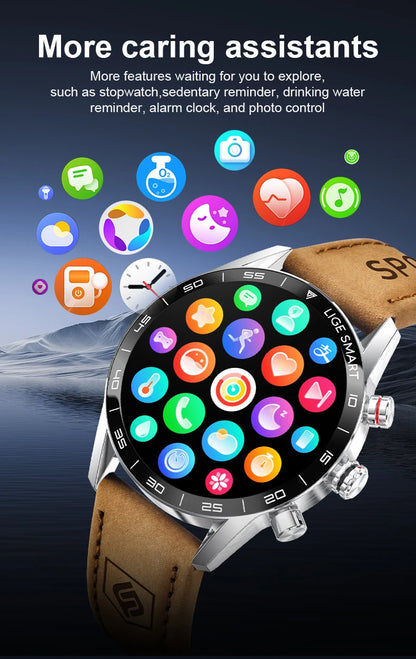 LIGE Men's Rugged Military GPS SmartWatch with HD Screen, Heart Rate, and Bluetooth