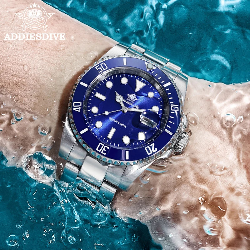 ADDIESDIVE Men's Stainless Steel Business Leisure Waterproof Watch