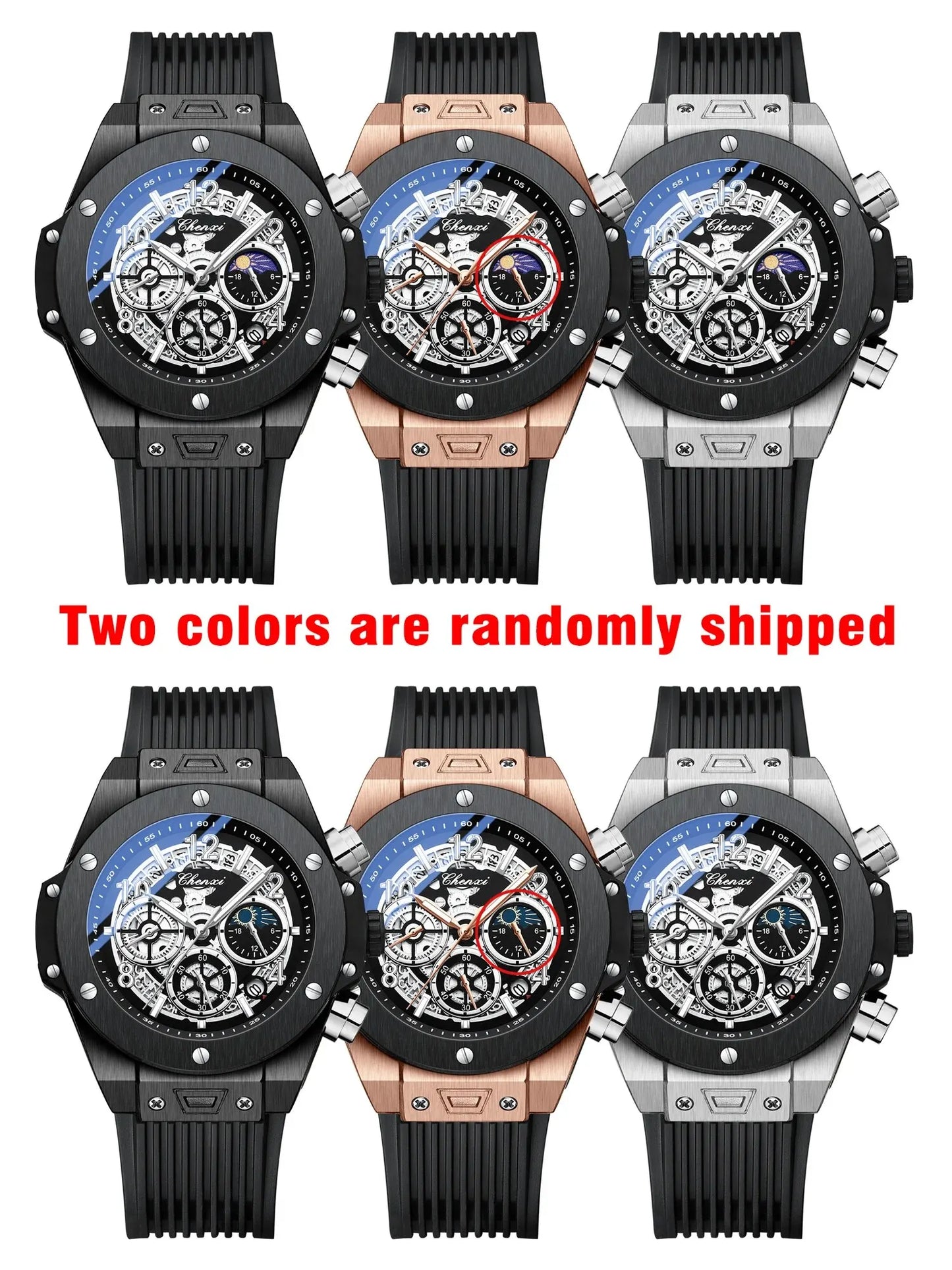 CHENXI Men's Silicone Sports Wristwatch Luminous Chronograph