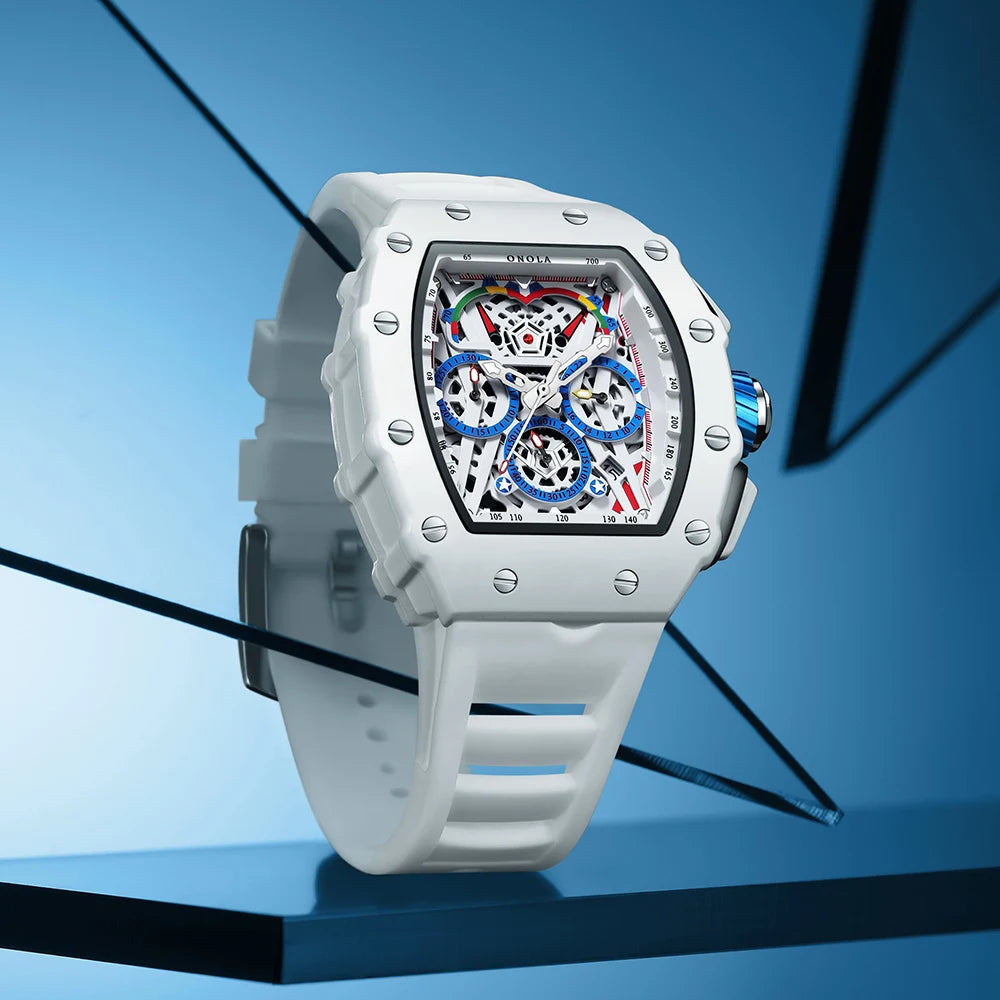 ONOLA Men's Luxury Silicone Sports Wristwatch Waterproof