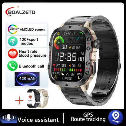 BOALZEDT Men's Military 1.96" BT Smart Watch+Sports/Fitness Tracker+Health Monitor/Multi-Function