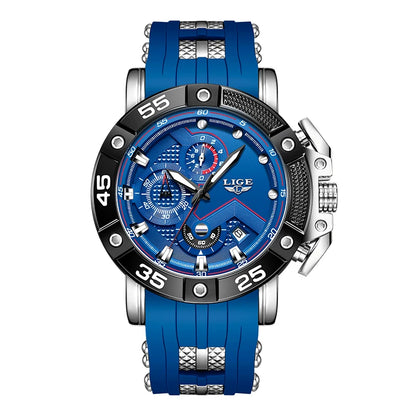 LIGE Men's Military Sports Watch with Silicone Strap Waterproof