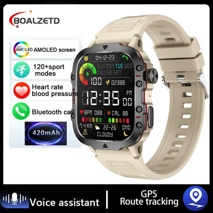 BOALZEDT Men's Military 1.96" BT Smart Watch+Sports/Fitness Tracker+Health Monitor/Multi-Function